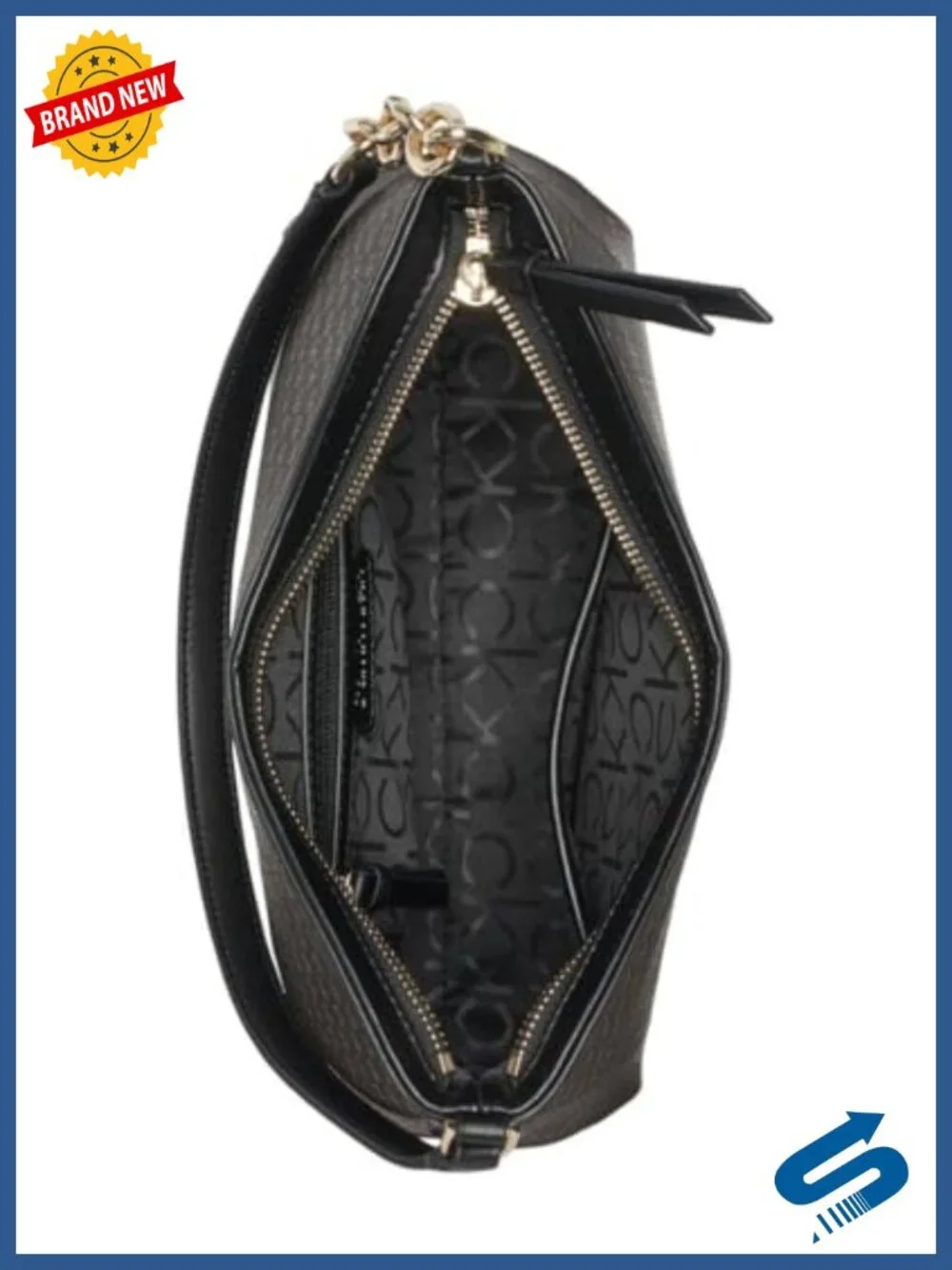 Vegan Leather Chain Detail Hobo Shoulder Bag with Interior Pockets